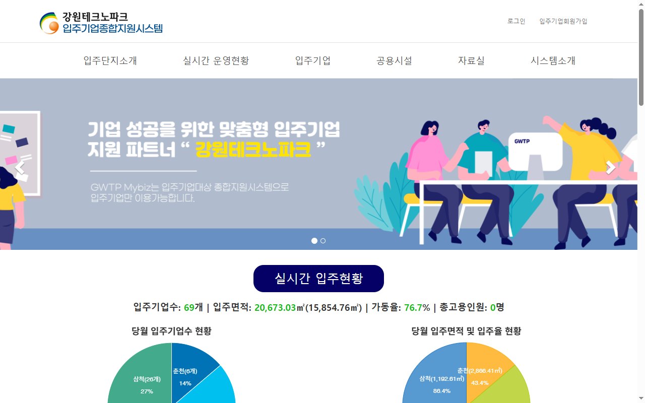 입주기업 종합지원 시스템 MY BIZ 플랫폼